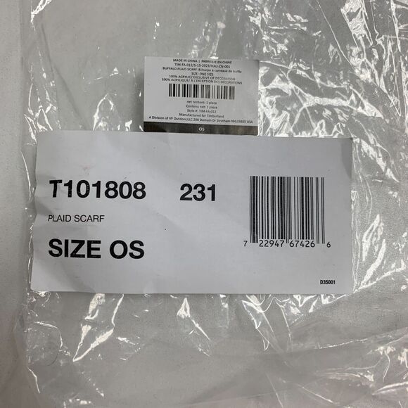 Timberland Knit Scarf Women 62X10 Spice Cream Buffalo Plaid Cozy Soft Rib Trim - Picture 8 of 16